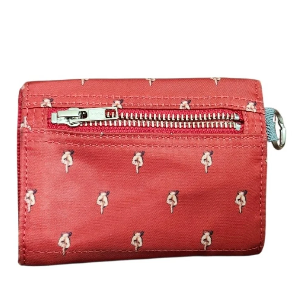 Porter Tokyo Japan Red Canvas Wallet Zip Coin Key Ring Small Trifold